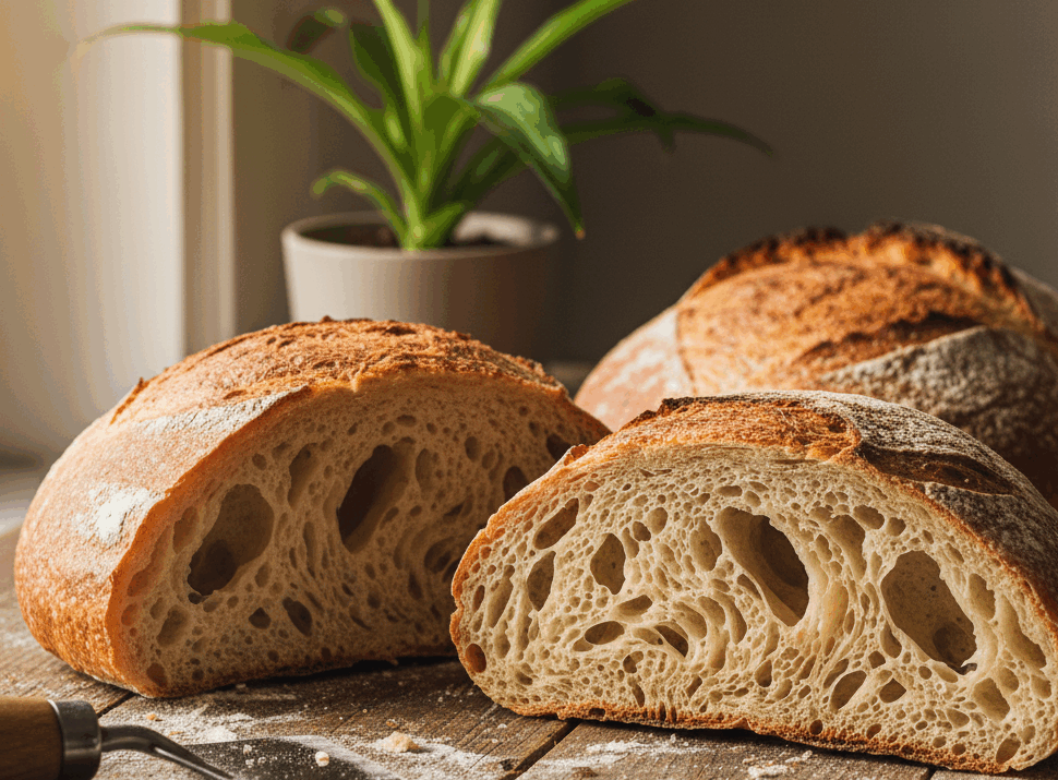 Weizenbrote mit offener Krume