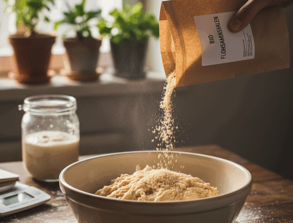 Flohsamenschalen im Teig