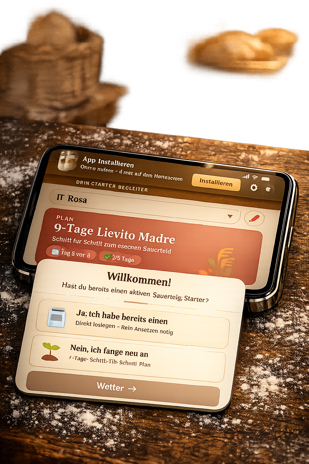 Sauerteig Mentor PWA App Mockup