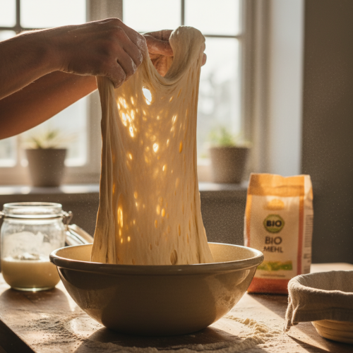 Teig dehnen und falten